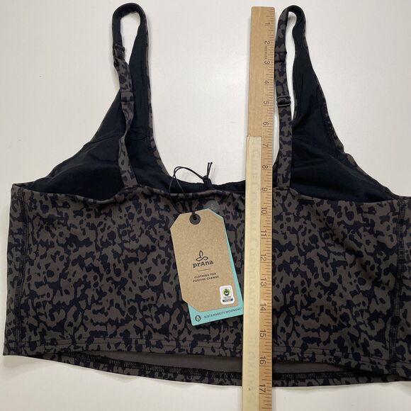 Prana Crop Top Sports Bra Adjustable UPF 50+ Chakara Dark Iron Wild XL NWT - Picture 12 of 12